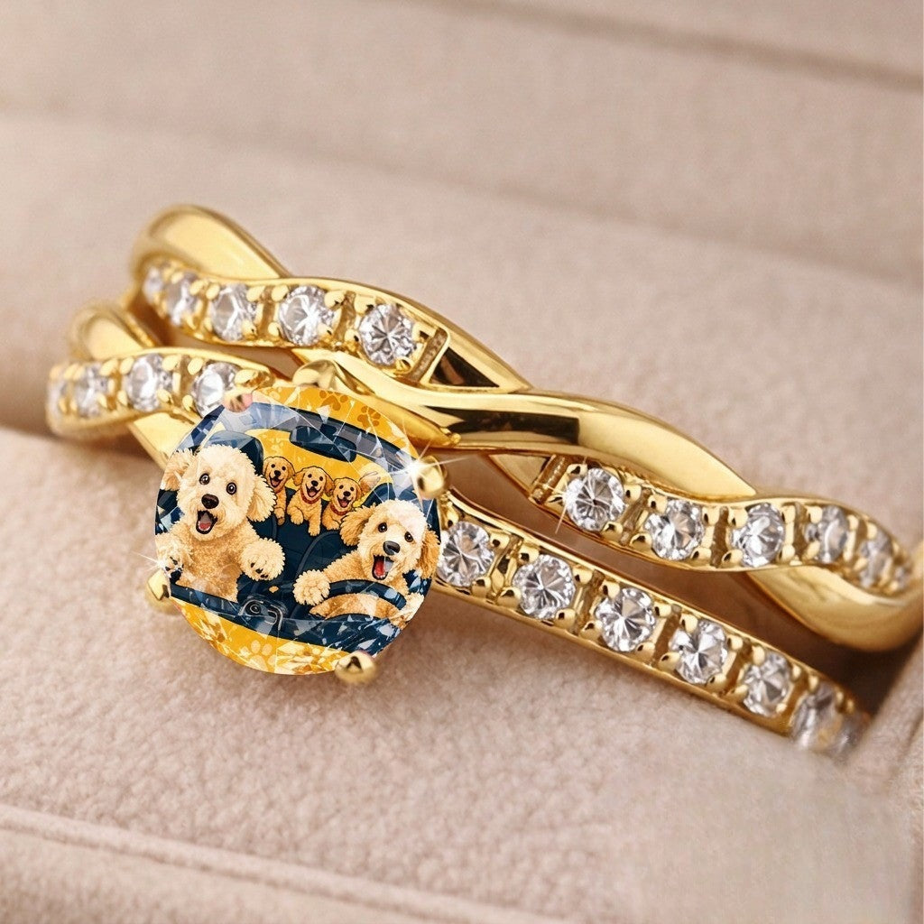 Puppy Cabochon Twisted Ring