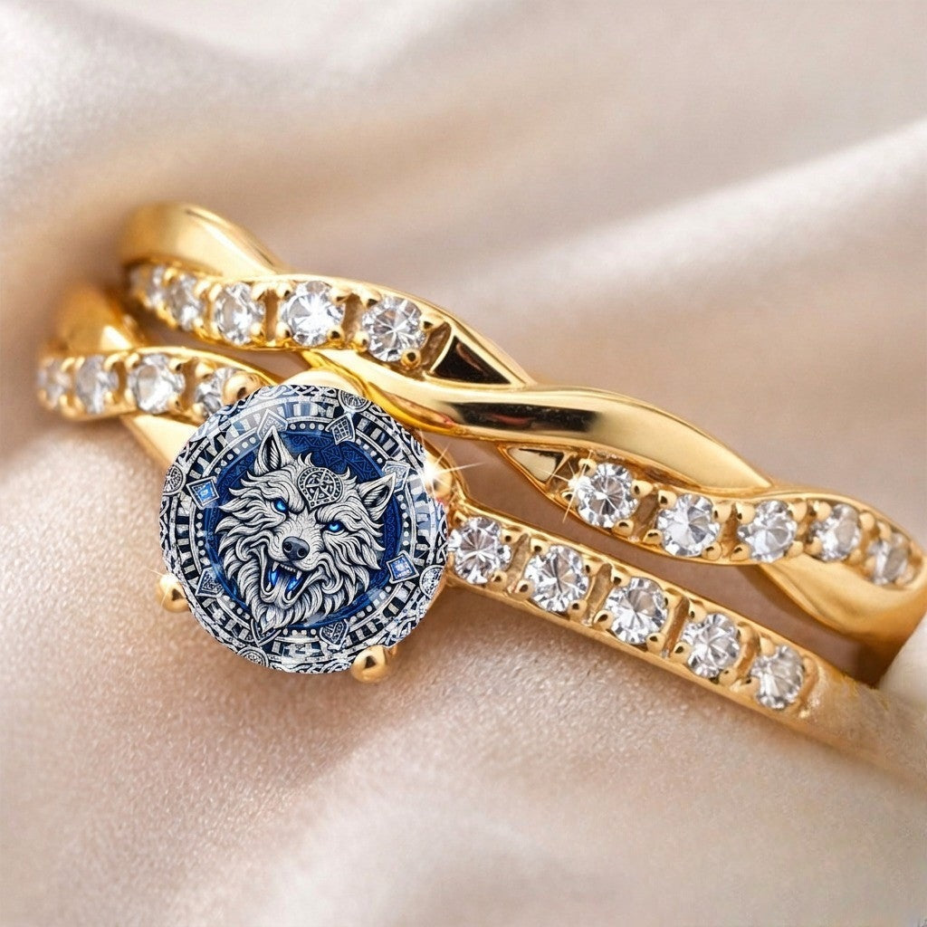 Blue Wolf Celtic Ring