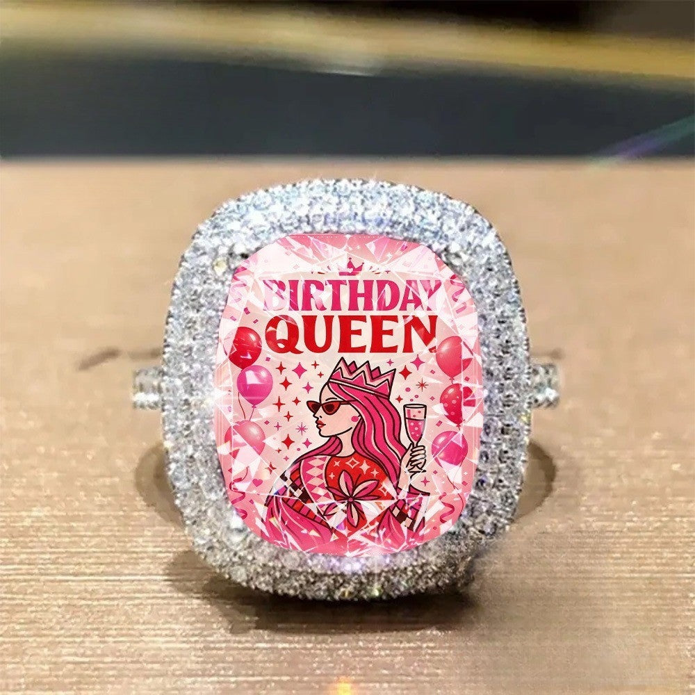 Birthday Queen Square Ring