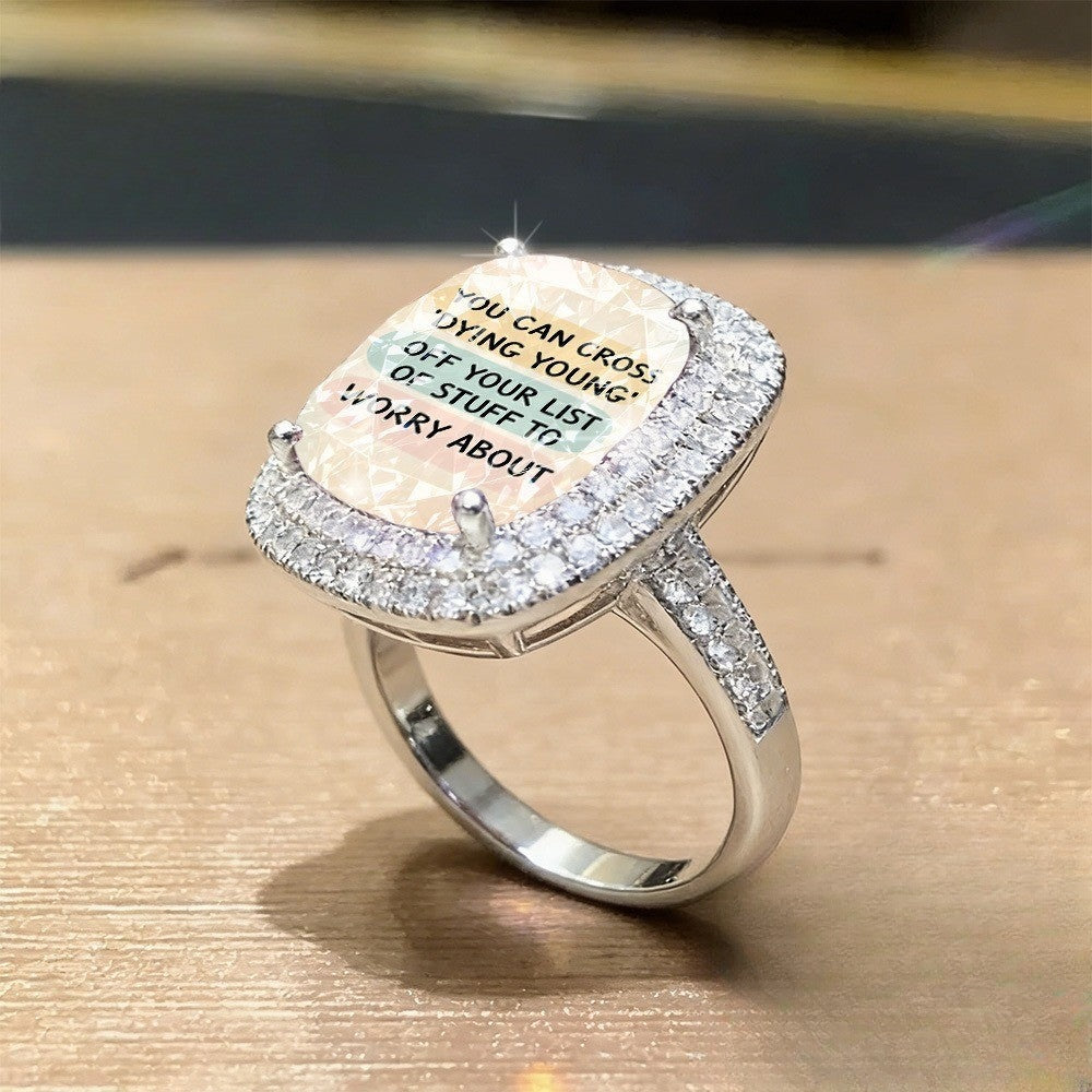 Dying Young Square Statement Ring
