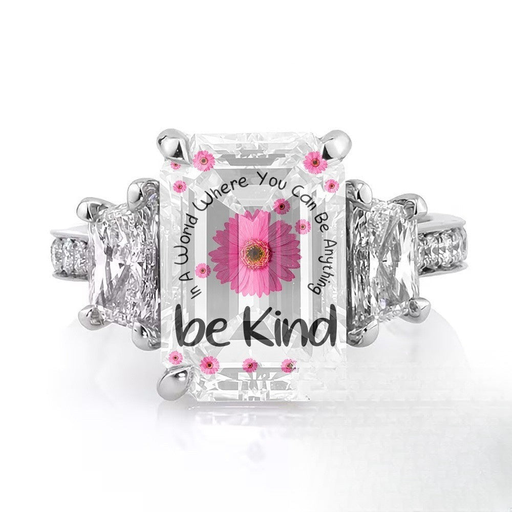 Be Kind Floral Square Ring