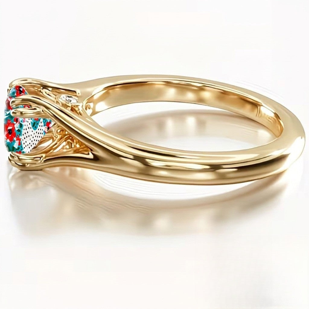 Polka Dot Hen Floral Ring