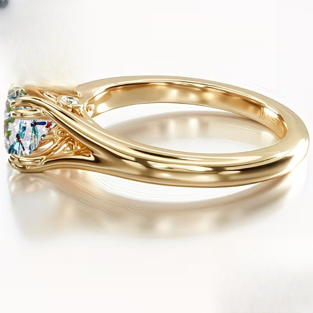 Dragonfly Floral Mosaic Ring