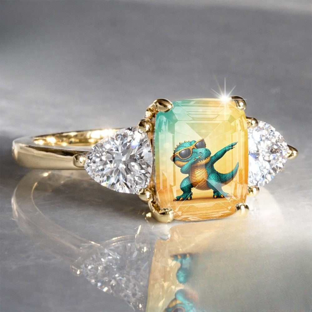 Dinosaur Rectangular Stone Ring