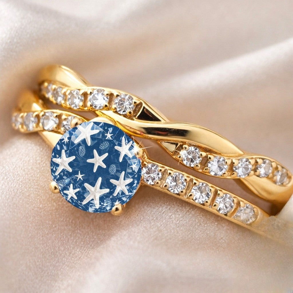 Blue Starfish Statement Ring