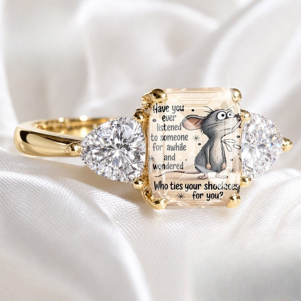 Mouse Quote Three-Stone Ring