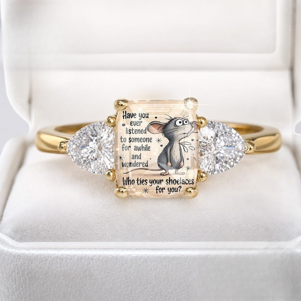 Mouse Quote Three-Stone Ring