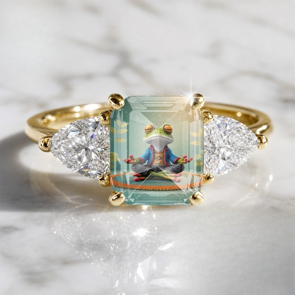 Meditation Frog Rectangular Ring