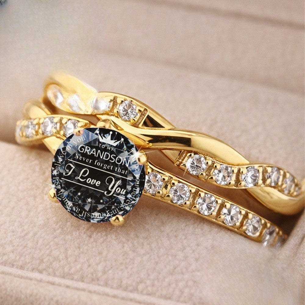 Grandson Message Crystal Ring