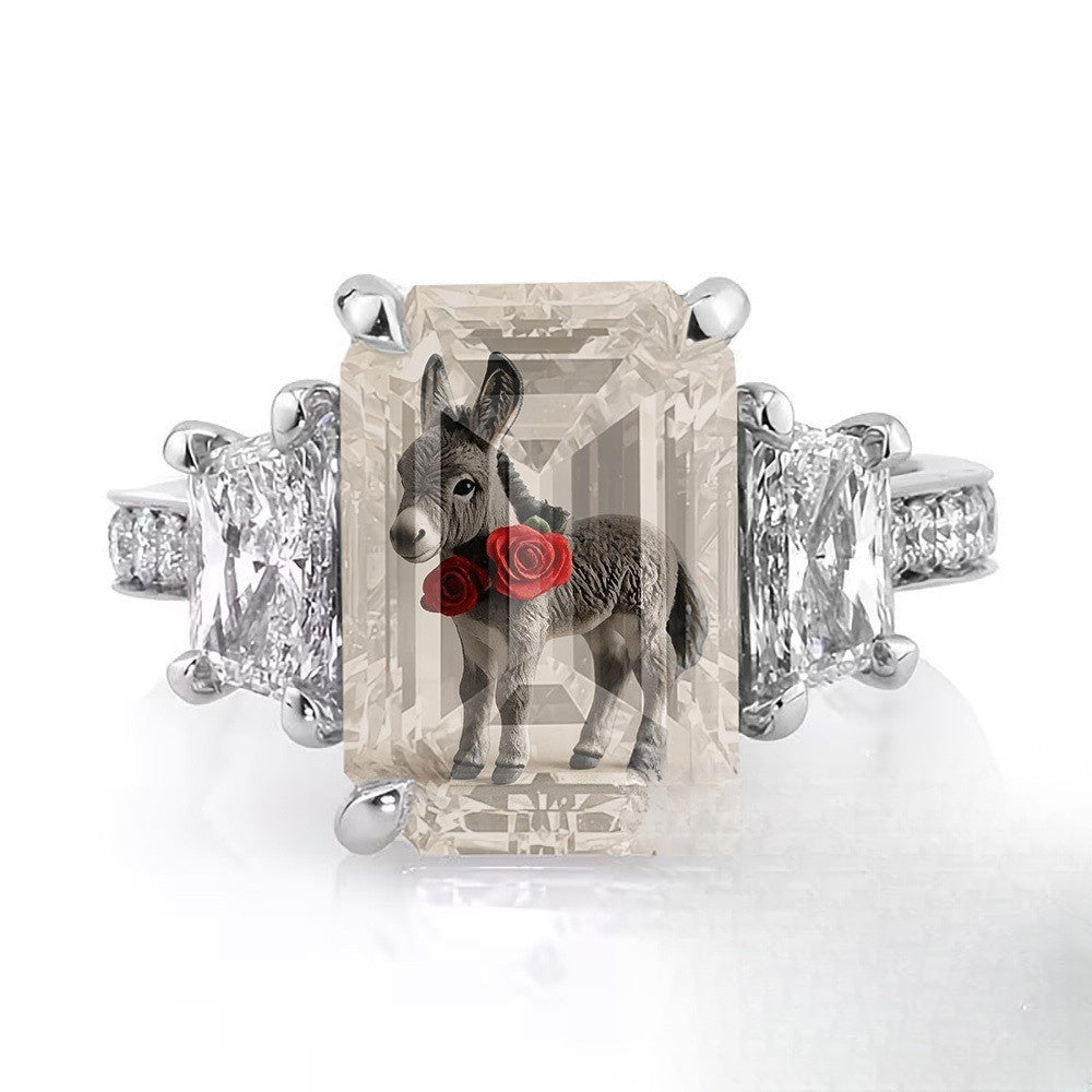 Donkey & Red Rose Ring