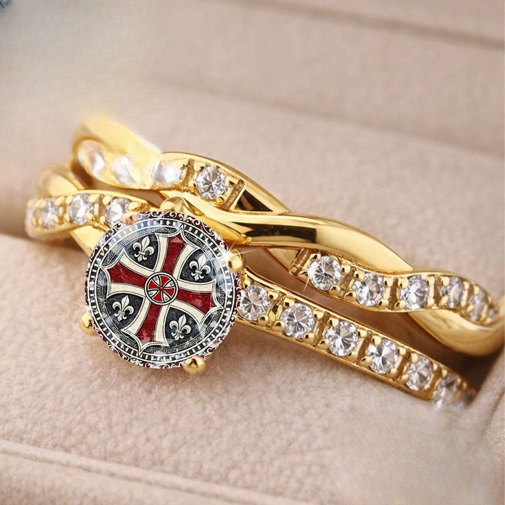 Twisted Cross & Fleur-de-Lis Ring