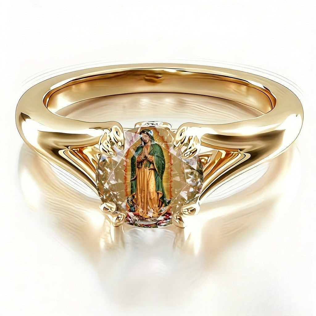 Our Lady of Guadalupe Crystal Ring