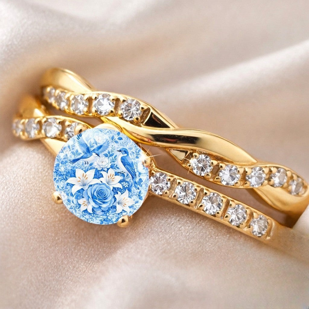 Bluebird Floral Disc Ring