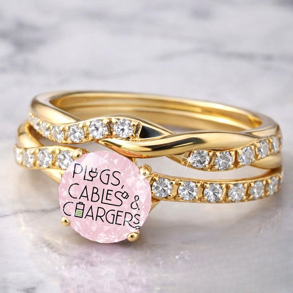Pink Crystal Plugs Cables & Chargers Ring