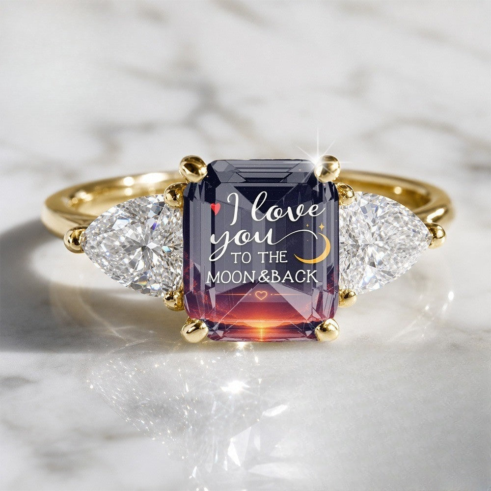 Starry Night Moon & Back Square Ring