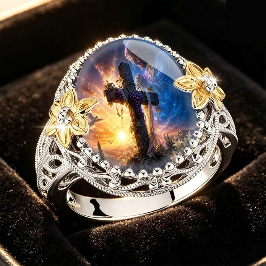 Prayer & Cross Statement Ring