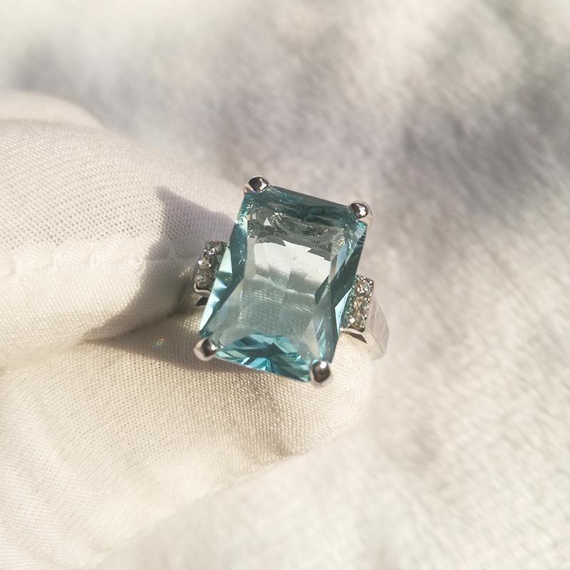 Sea Blue Transparent Rectangle Ring