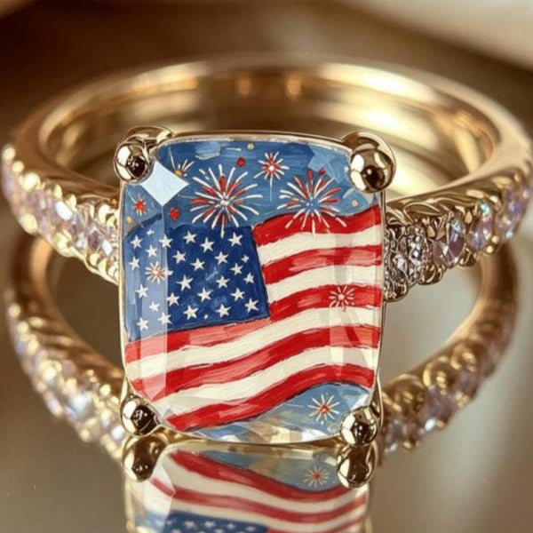 Firework Flag Square Ring