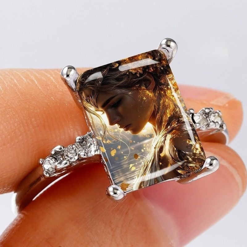 Portrait Glass Rectangle Ring