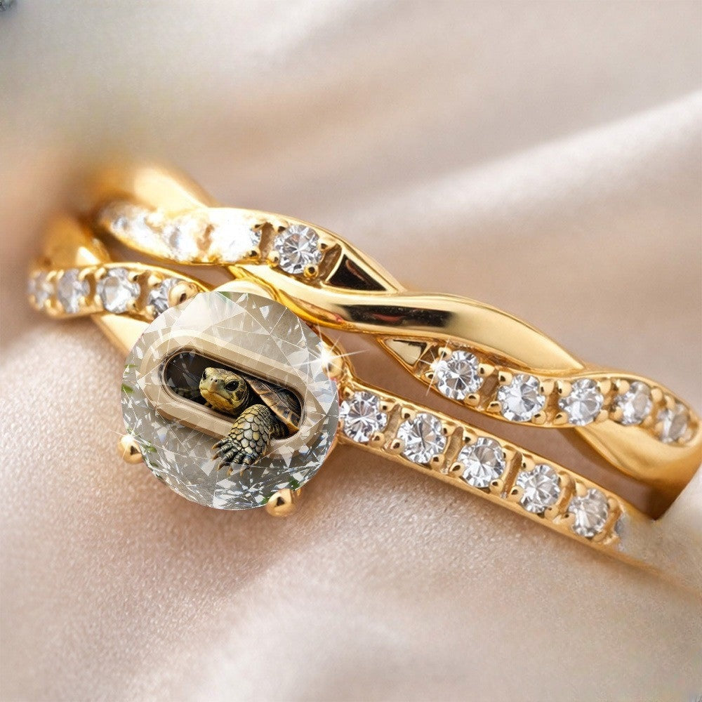 Crystal Turtle Window Ring