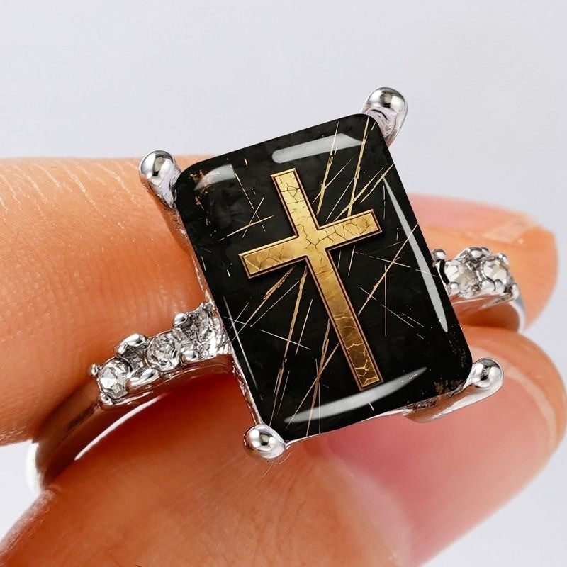 Black Cross Statement Ring