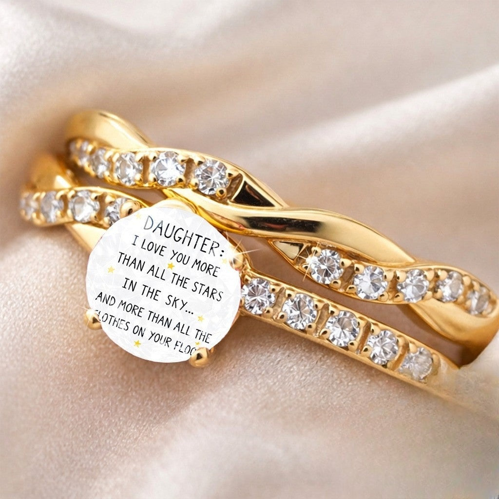Braided Crystal Daughter Message Ring