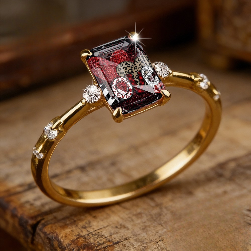 Love Text Sparkle Ring
