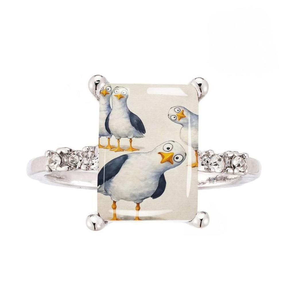 Funny Seagull Square Ring