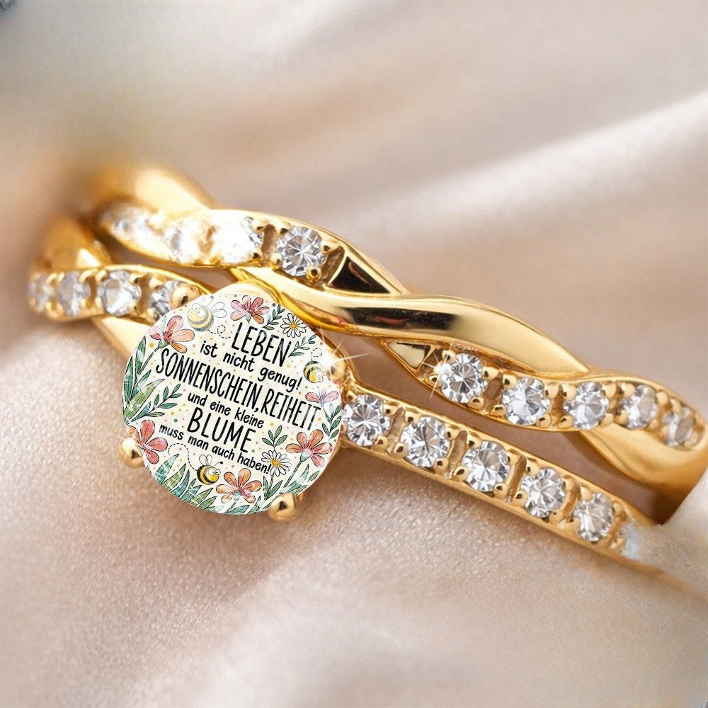 Twisted Floral & Bee Quote Ring