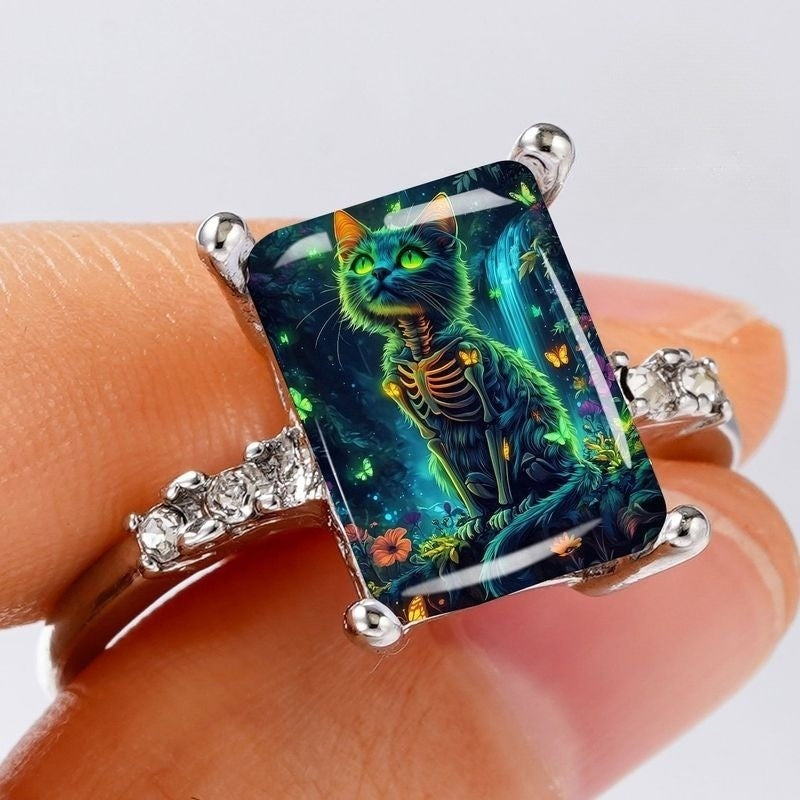 Mystical Cat Skeleton Ring
