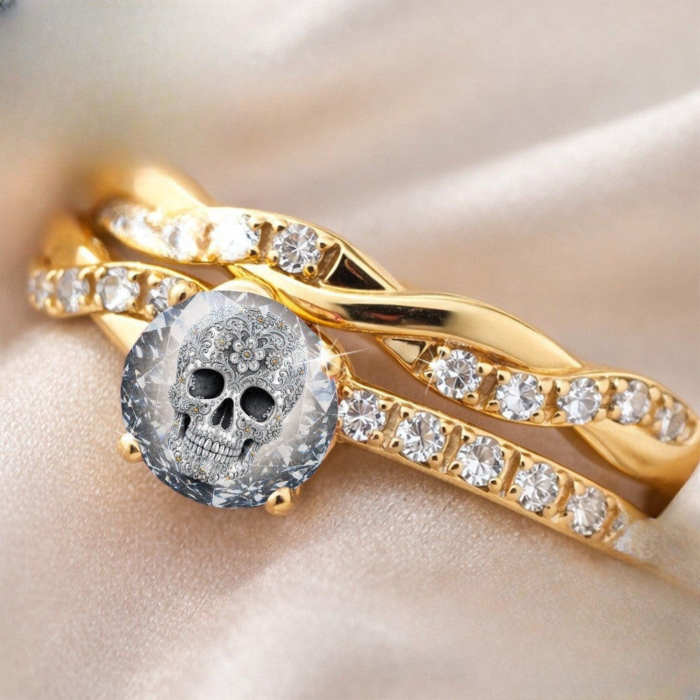 Skull Crystal Twisted Ring