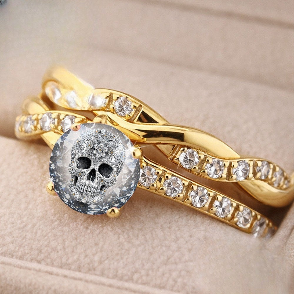 Skull Crystal Twisted Ring