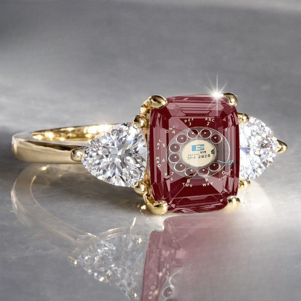 Red Dial Statement Ring