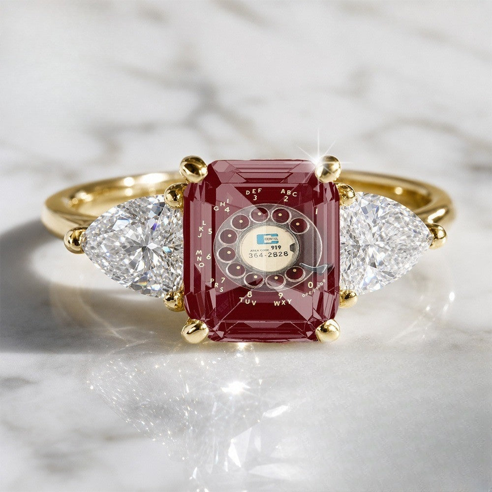 Red Dial Statement Ring