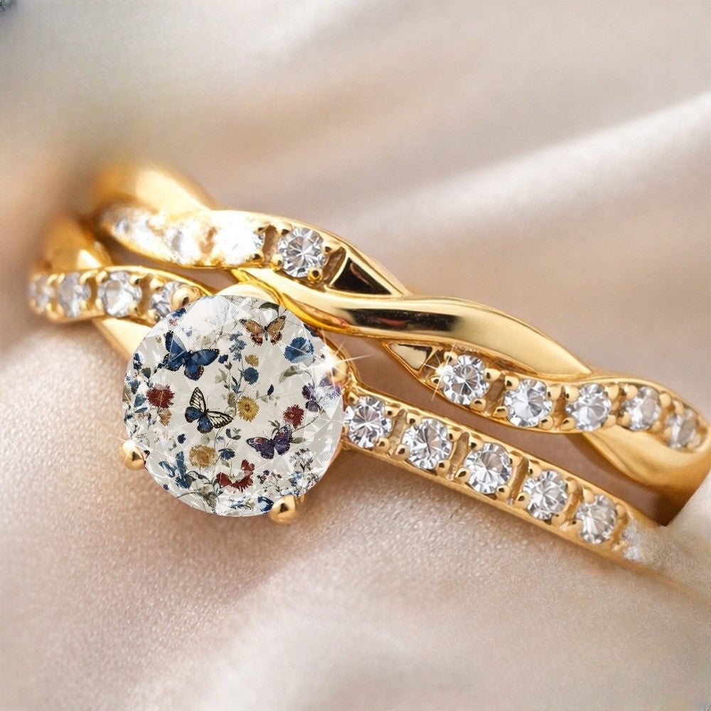 Floral Butterfly Twisted Ring