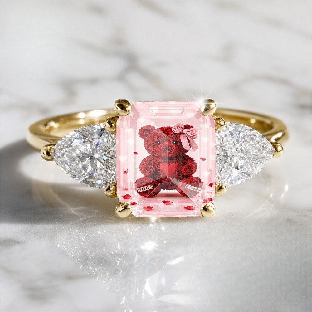 Pink Crystal Bear Ring