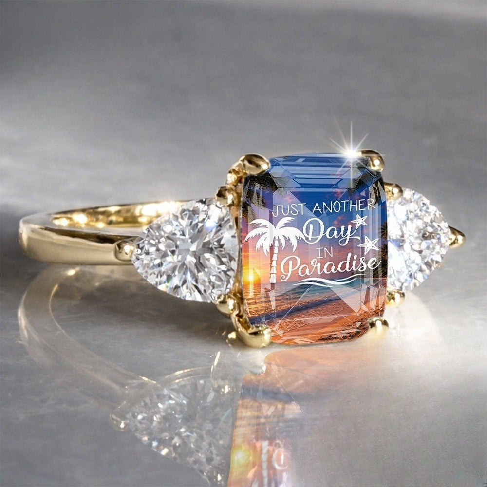 Tropical Sunset Three-Stone Ring