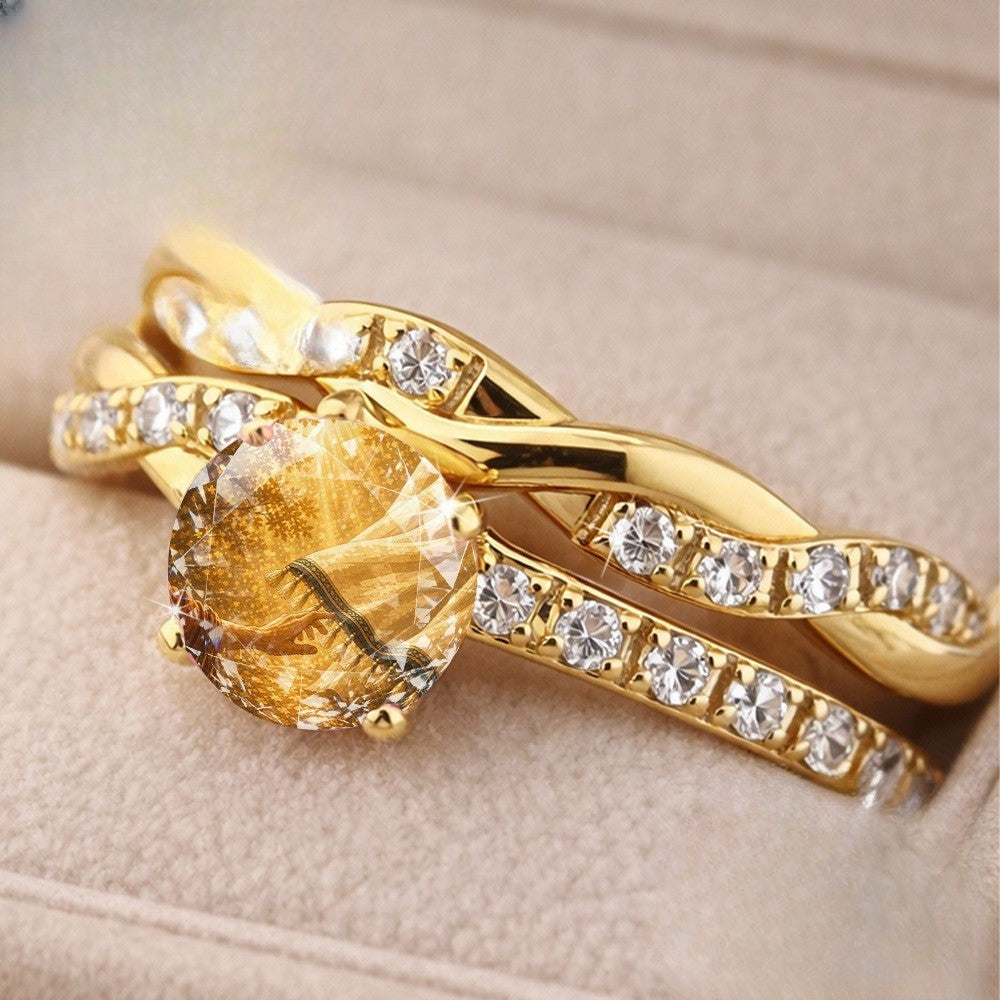 Twisted Crystal Sunburst Ring