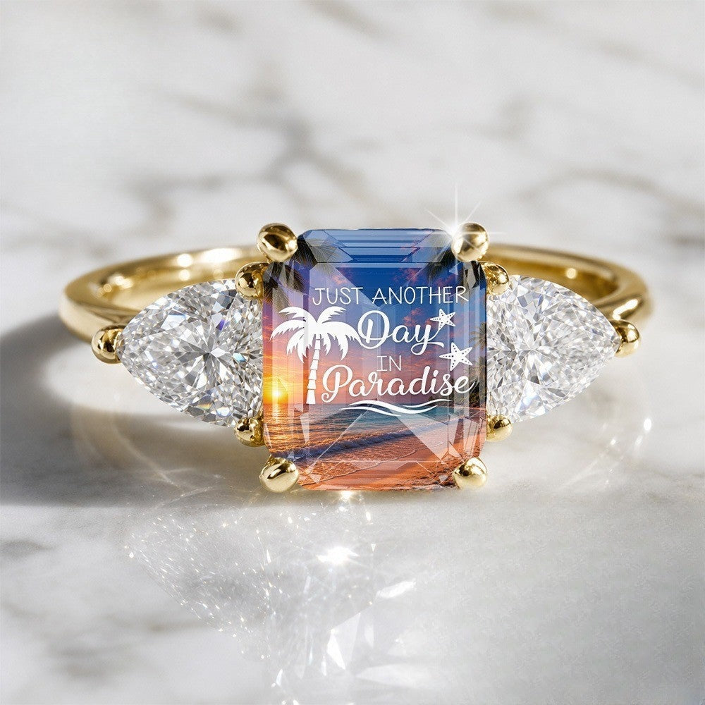 Tropical Sunset Three-Stone Ring