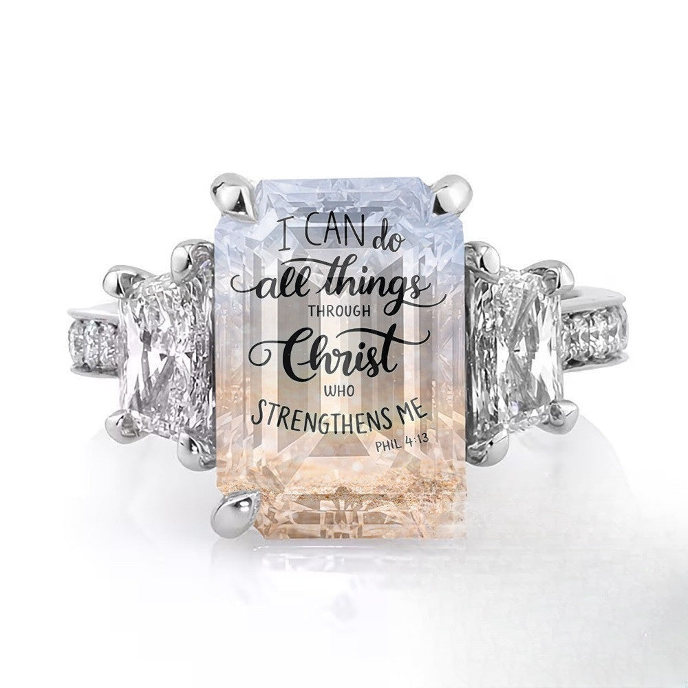 Scripture Square Stone Ring