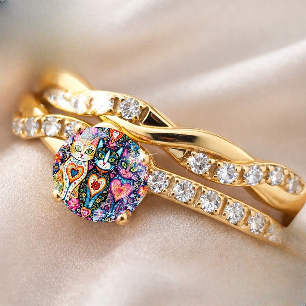 Colorful Cat Statement Ring