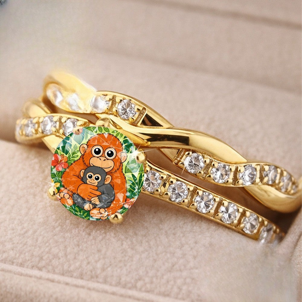 Monkey Mother & Baby Statement Ring