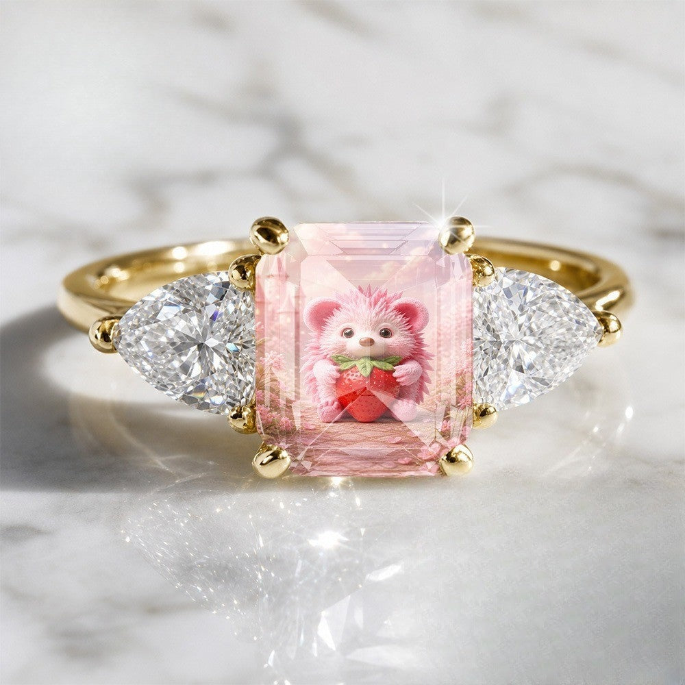 Pink Hedgehog Rectangle Ring