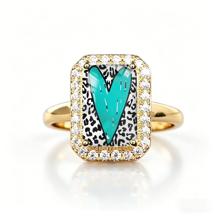 Leopard Print Heart Rectangle Ring
