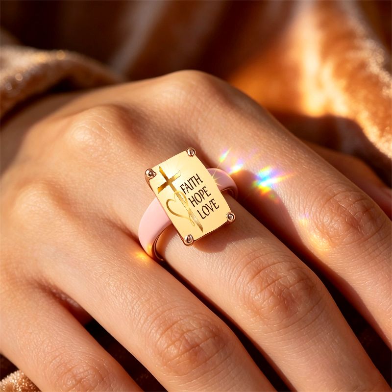 Cross Heart Silicone Ring