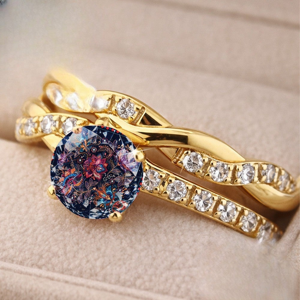 Floral Mosaic Twisted Ring