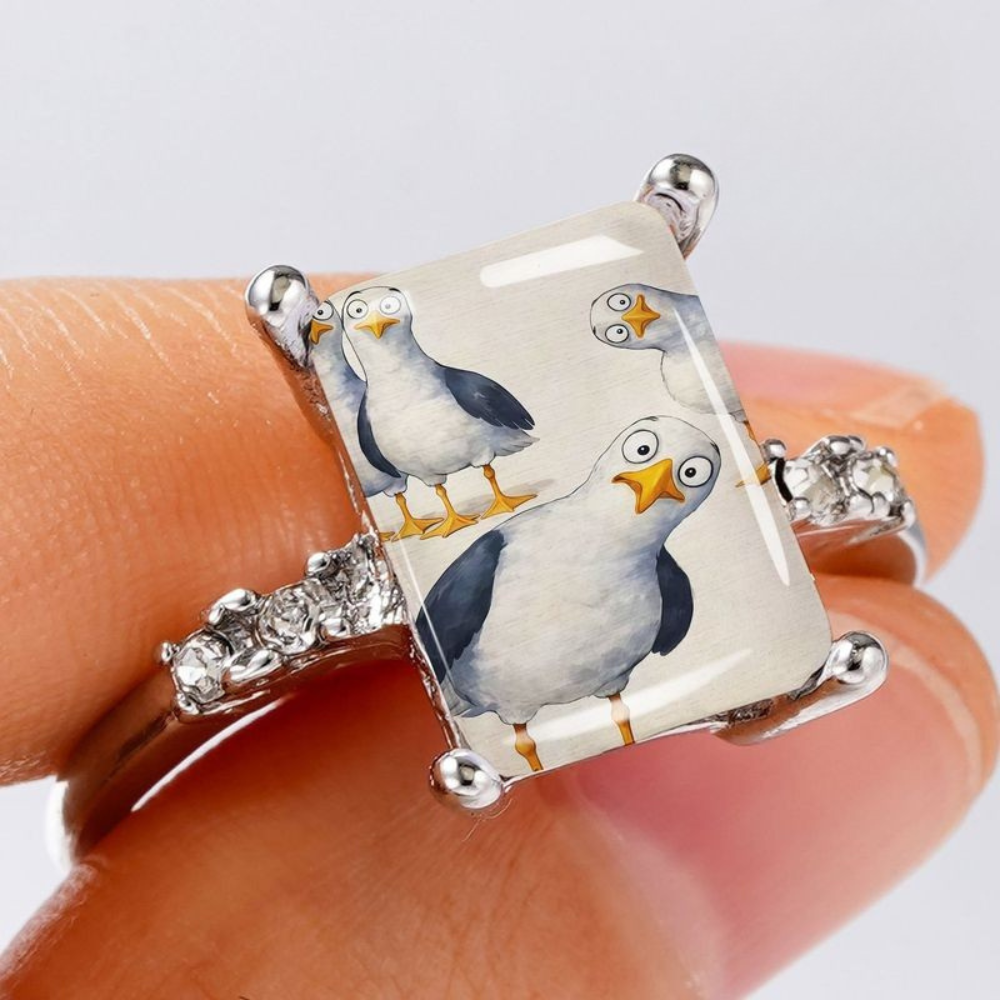 Funny Seagull Square Ring
