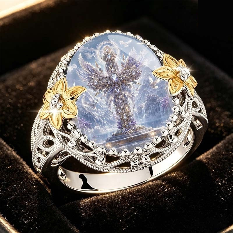 Winged Cross Dome Ring