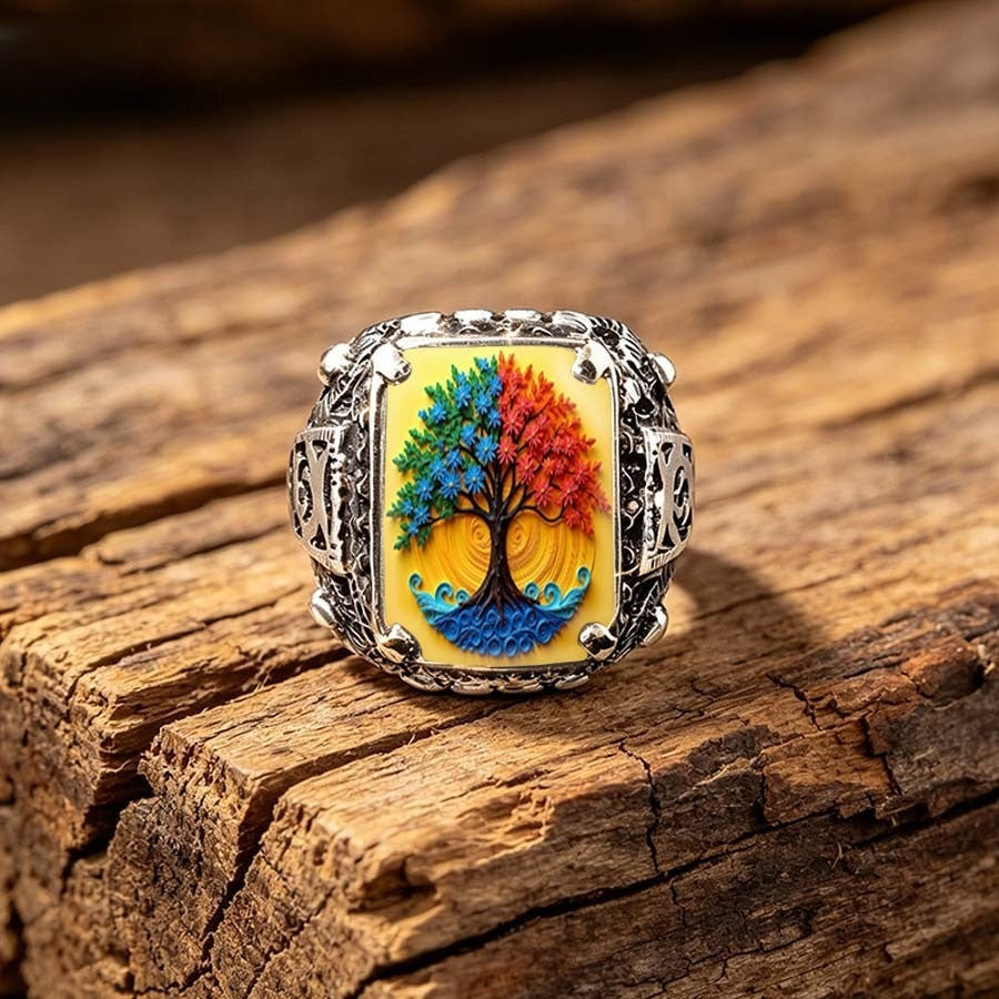 Colorful Tree of Life Ring