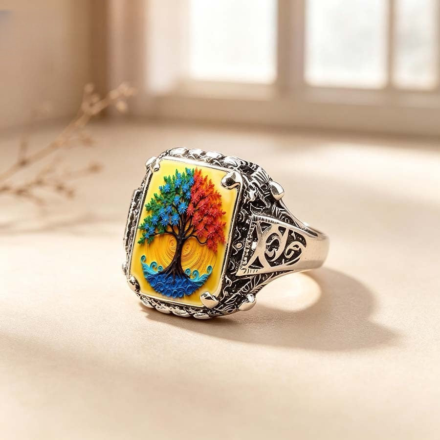 Colorful Tree of Life Ring